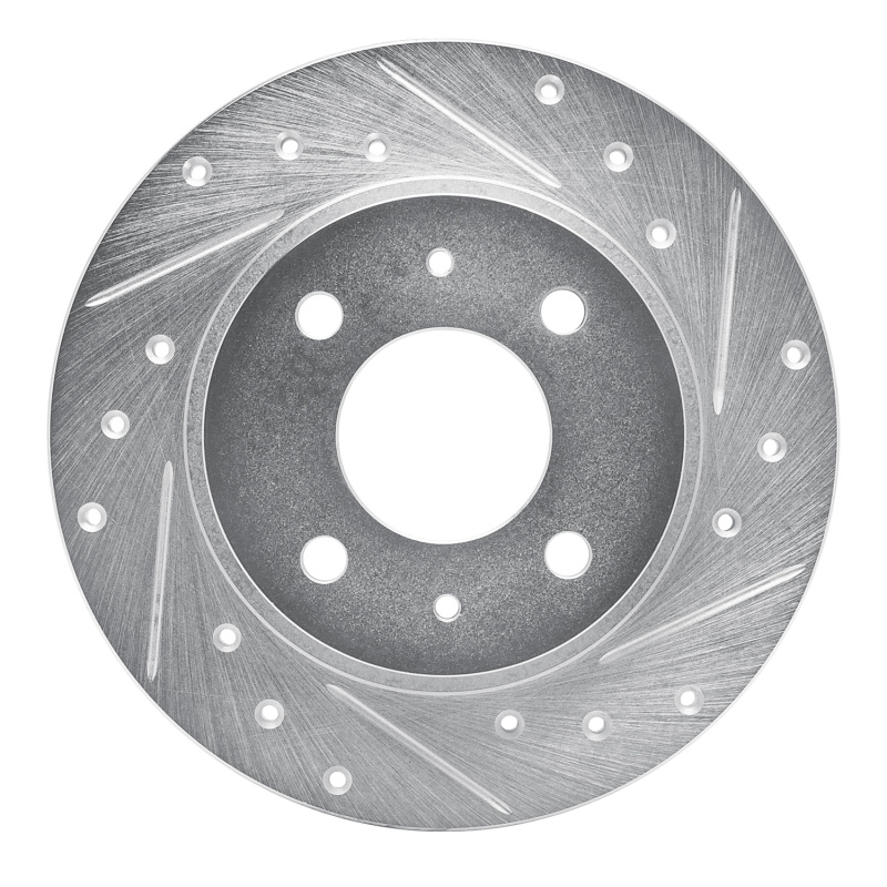 Nissan TSURU Brake Rotor (1) - Front Right - R1 Concepts - Drilled & Slotted - Silver - `86-`06
